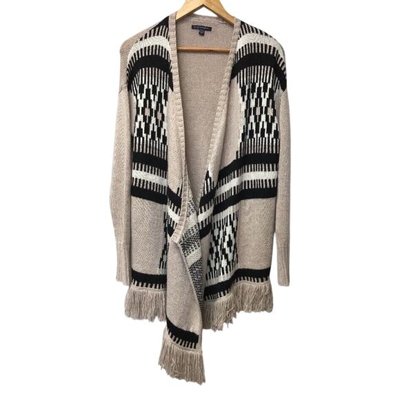 American Eagle Oufitters Sweater Womens Small Waterfall Open Front Aztec Fringe - Picture 2 of 9